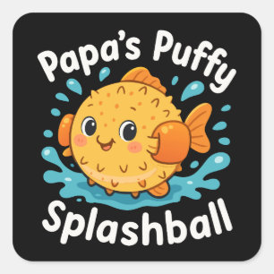 Sticker Carré Papa’s Puffy Splashball Funny Water Fish