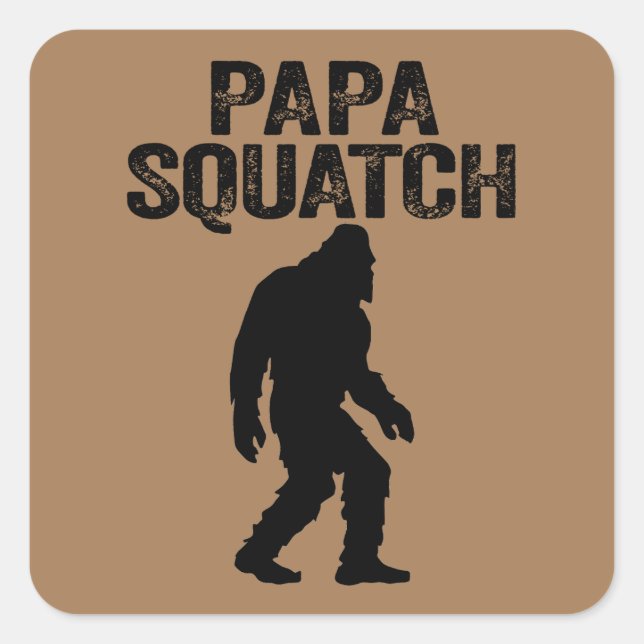Sticker Carré Papa Squatch Funny Bigfoot - Cadeau Fête des pères (Devant)