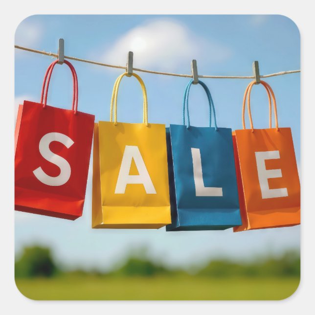 Sticker Carré Paper Shopping Bags Sale On Line (Devant)