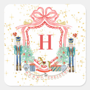 Sticker Carré Papier Carré Monogram Christmas Nutcracker Crest