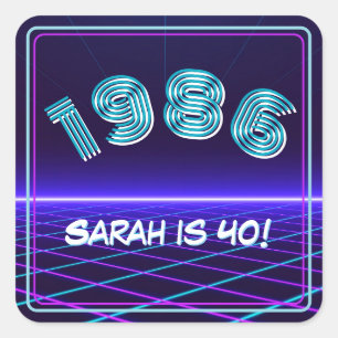 Sticker Carré Papier d'anniversaire 40 ans Vintage 1986 Rétro &