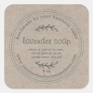 Sticker Carré Papier de savon de lavande de lavande artisanale r