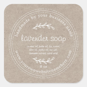 Sticker Carré Papier de savon de lavande de lavande artisanale r