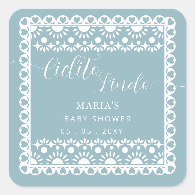 Sticker Carré Papier mexicain Picado Cielito Lindo Baby shower (Devant)