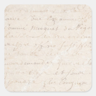 Sticker Carré papier parcheminé français vintage de manuscrit 