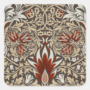 Sticker Carré Papier peint floral Terreux Brun de William Morris