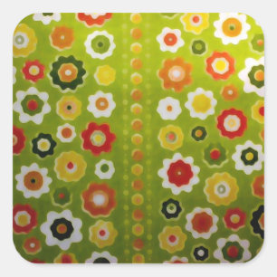 Sticker Carré Papier peint vintage Flower Power Retro