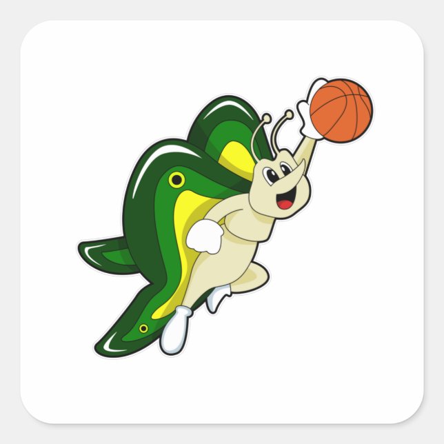 Sticker Carré Papillon au Basketball Sports (Devant)