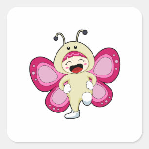 Sticker Carré Papillon avec costume