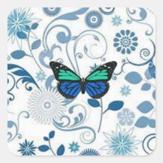 Sticker Carré Papillon bleu
