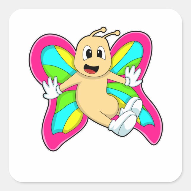 Sticker Carré Papillon coloré (Devant)