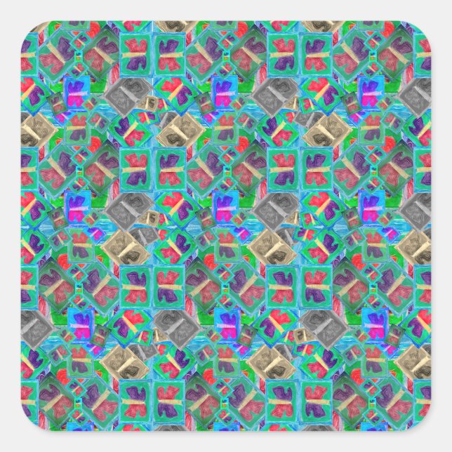 Sticker Carré Papillon coloré Multi Challenge | (Devant)