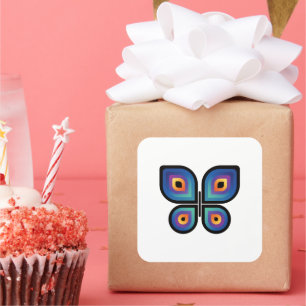 Sticker Carré Papillon de flamme de paon