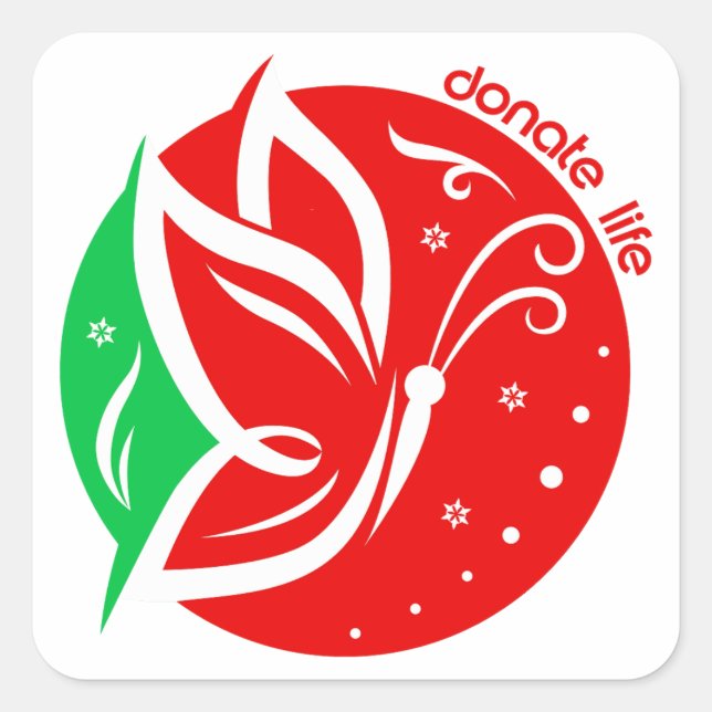 Sticker Carré Papillon Don de Vie Cadeau de Noël de Sensibilisat (Devant)