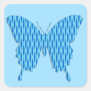 Sticker Carré Papillon en impression abstraite - nuances de bleu
