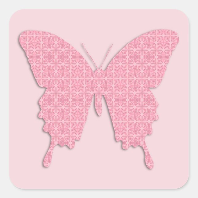 Sticker Carré Papillon en papier peint - rose clair (Devant)