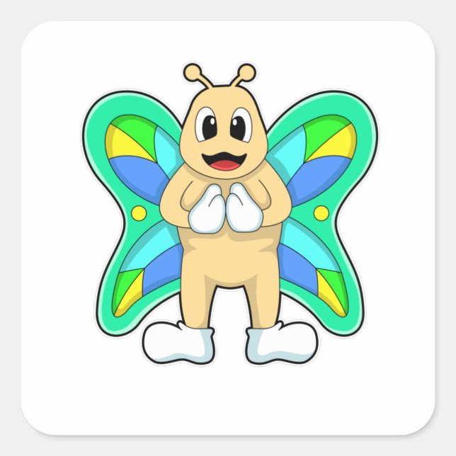 Sticker Carré Papillon heureux (Devant)