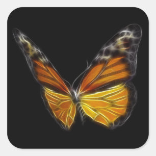 Sticker Carré Papillon orange monarque insecte volant