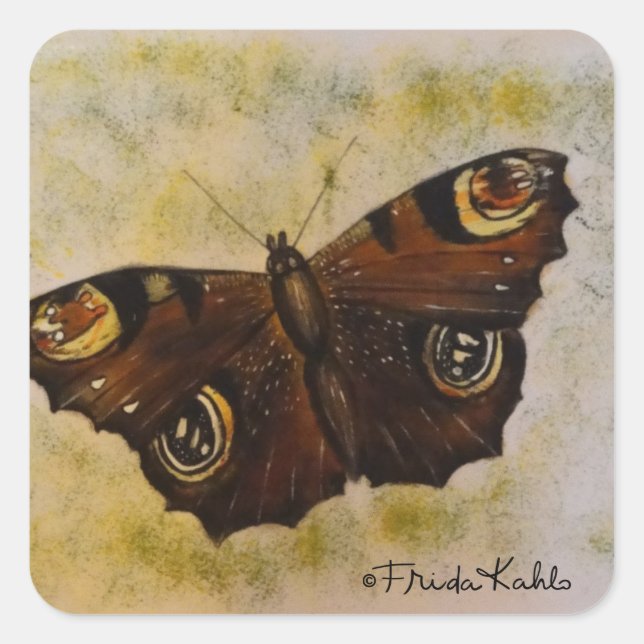 Sticker Carré Papillon peint Frida Kahlo (Devant)