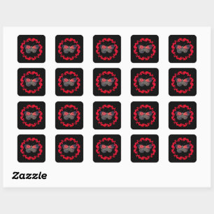 Sticker Carré Papillon rouge dans un cercle de feu - Symbole de