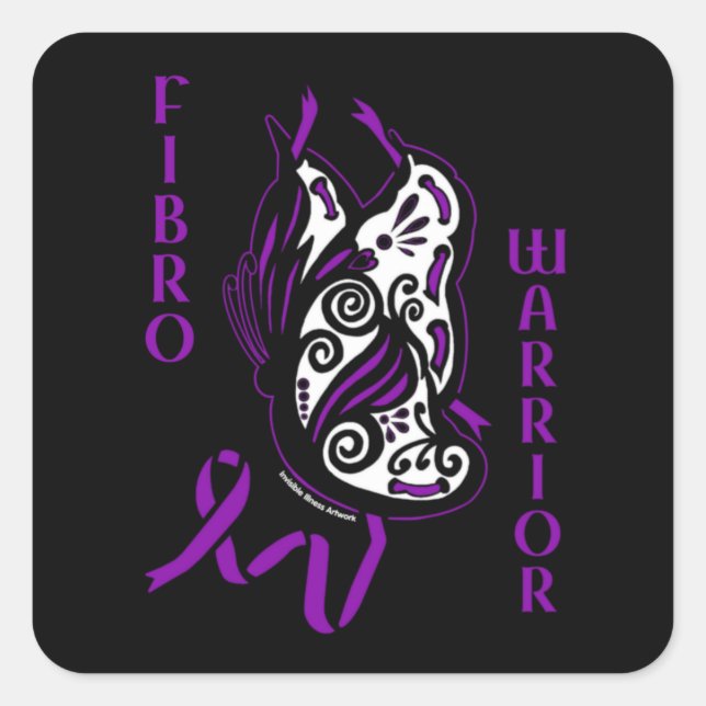 Sticker Carré Papillon/Ruban...Fibro (Devant)