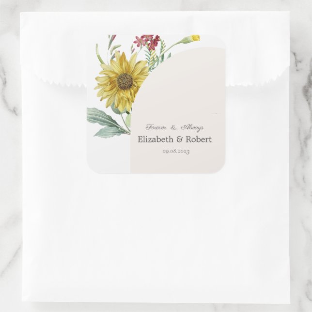 Sticker Carré Papillons de tournesol fleur sauvage (Sac)
