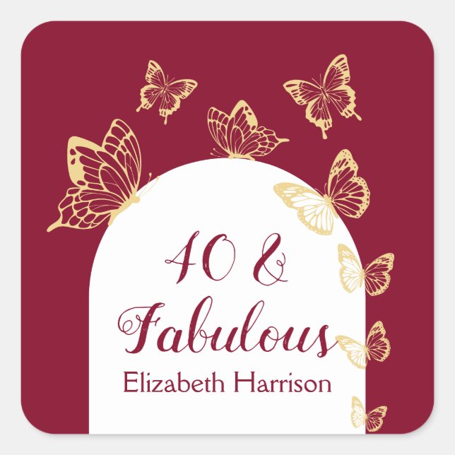 Sticker Carré Papillons d'or de Bourgogne moderne Fabuleux anniv (Devant)