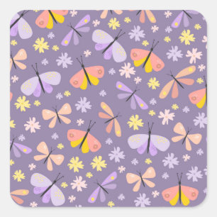 Sticker Carré Papillons Et Beetons Mignons