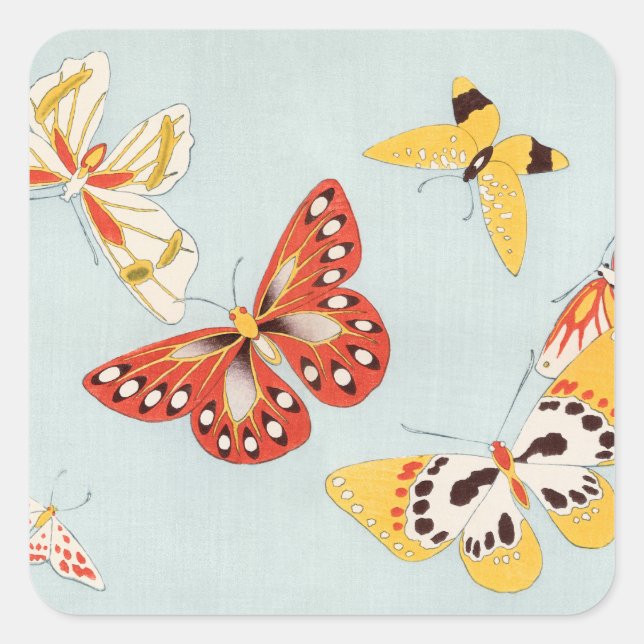 Sticker Carré Papillons japonais vintages Imprimer (Devant)