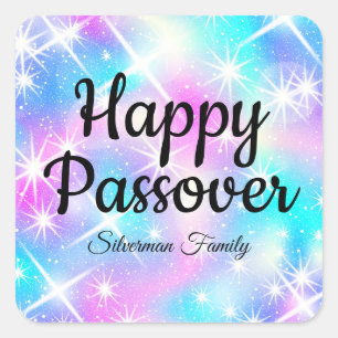 Sticker Carré Pâque juive Pastel Paskle Sparkle Pesach Joyeux