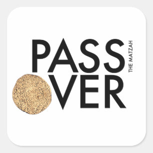 Sticker Carré Pâque - PASSEZ le matzah OVER - Seder Pesach
