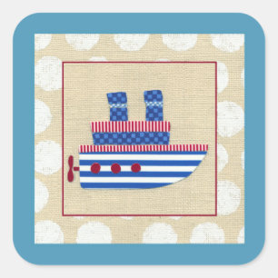 Sticker Carré Paquebot avec le propulseur et les cheminées