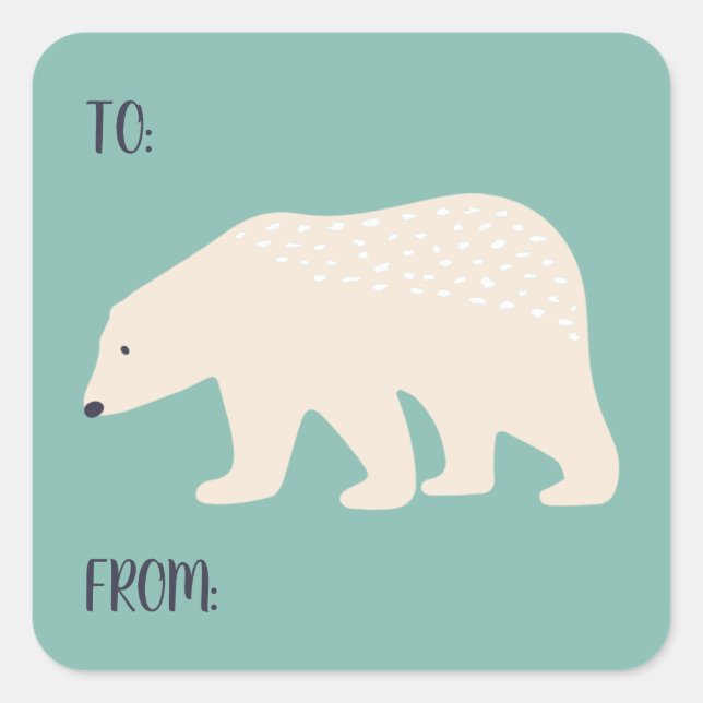Sticker Carré Paquet de Noël à partir de l'ours polaire (Devant)
