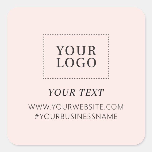 Sticker Carré Paquet personnalisé Merci commercial Logo rose (Devant)