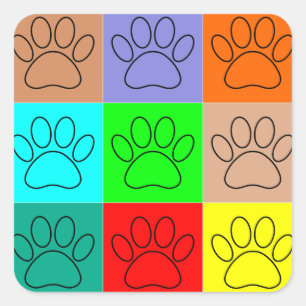 Sticker Carré Paquets De Chiots Mignons En Carré