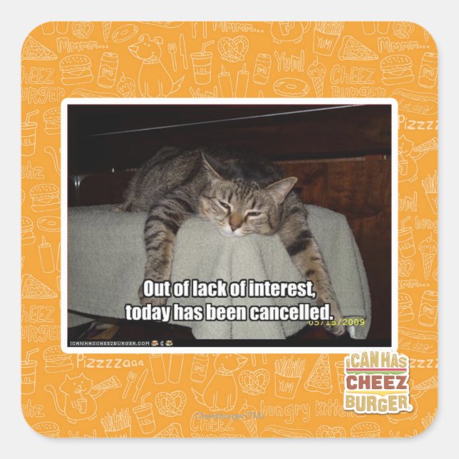 Sticker Carré Par manque d'intérêt (Devant)