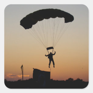 Sticker Carré Parachute de Skydiver à Sunset Sky Diver
