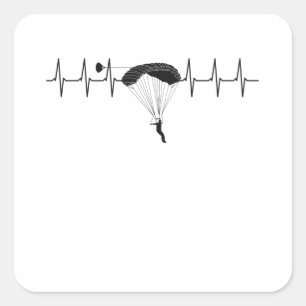 Sticker Carré Parachute Heartbeat Skydiving Sykdive Pulse