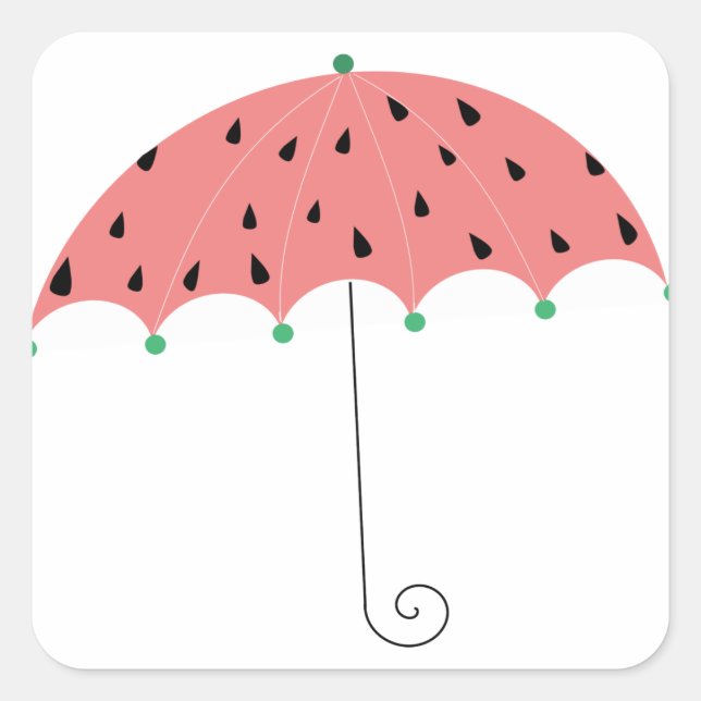 Sticker Carré Parapluie de printemps de pastèque (Devant)