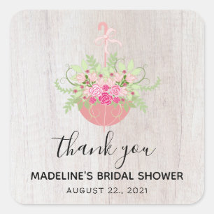 Sticker Carré Parapluie RUSTIQUE   Remerciements pour l'enterrem