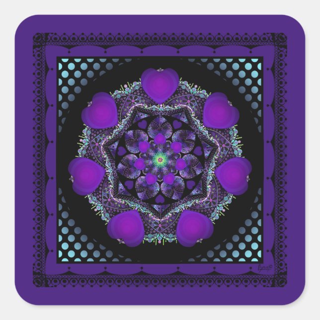 Sticker Carré Parapluie violet & coeurs .7 (Devant)