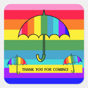 Sticker Carré Parapluies arc-en-ciel