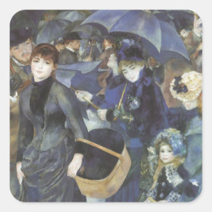 Sticker Carré Parapluies par Pierre Renoir, Impressionnisme Vint