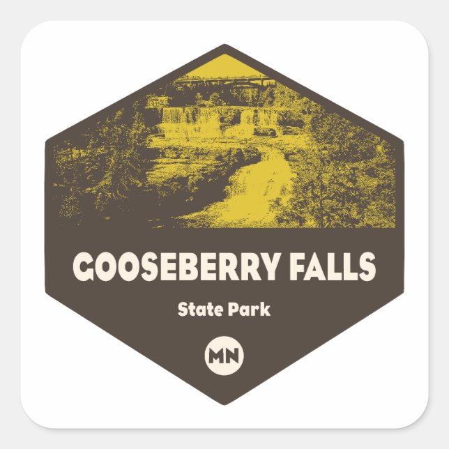 Sticker Carré Parc d'état de Gooseberry Falls Minnesota (Devant)