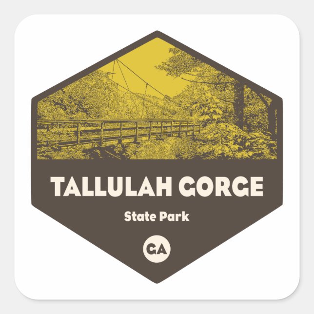 Sticker Carré Parc d'état de la gorge de Tallulah Géorgie (Devant)