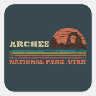 Sticker Carré Parc national de Arches vintage Moab Utah