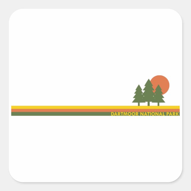Sticker Carré Parc national de Dartmoor Pine Trees Soleil (Devant)