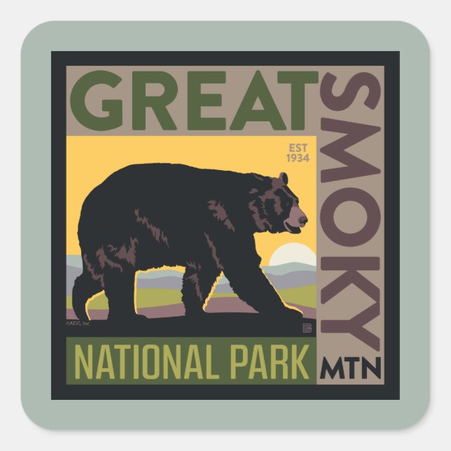 Sticker Carré Parc national de Great Smoky Mountain| Ours (Devant)
