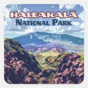Sticker Carré Parc national de Haleakala Maui Volcano Hawaii