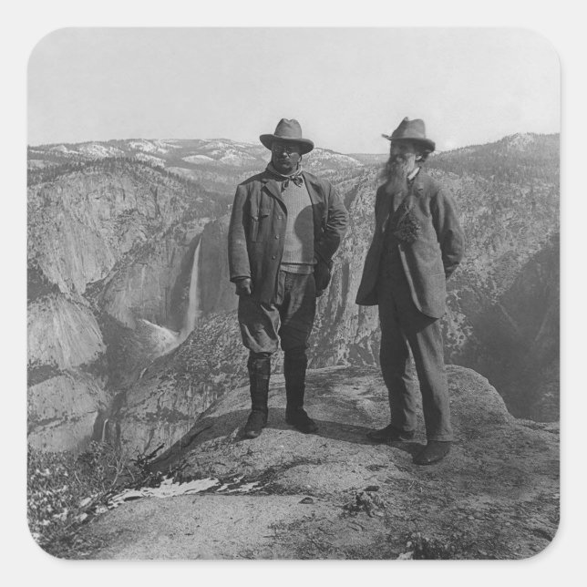 Sticker Carré Parc national de John Muir Teddy Roosevelt Yosemit (Devant)